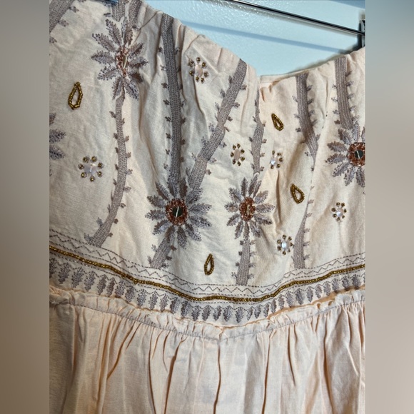 Free People Crystal Cove Linen Embellished Top & MIDI Skirt Set L - Picture 8 of 10